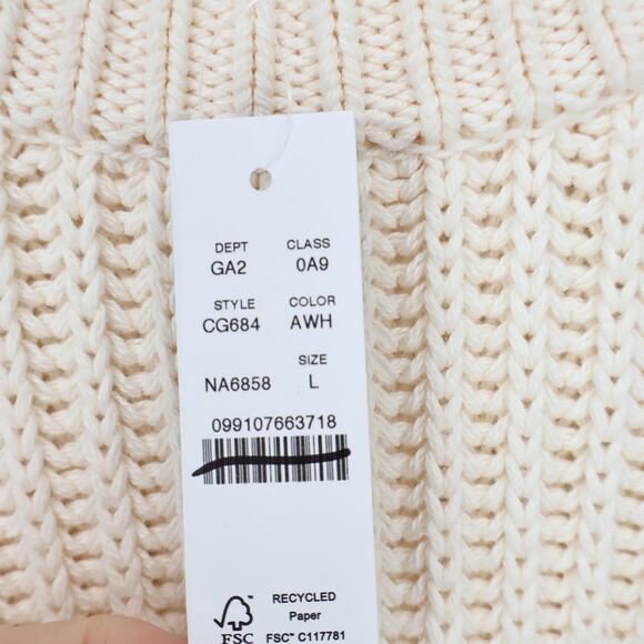 J.Crew Heritage Cotton Fisherman Crewneck Sweater Ivory Size Large NWT - Picture 5 of 9